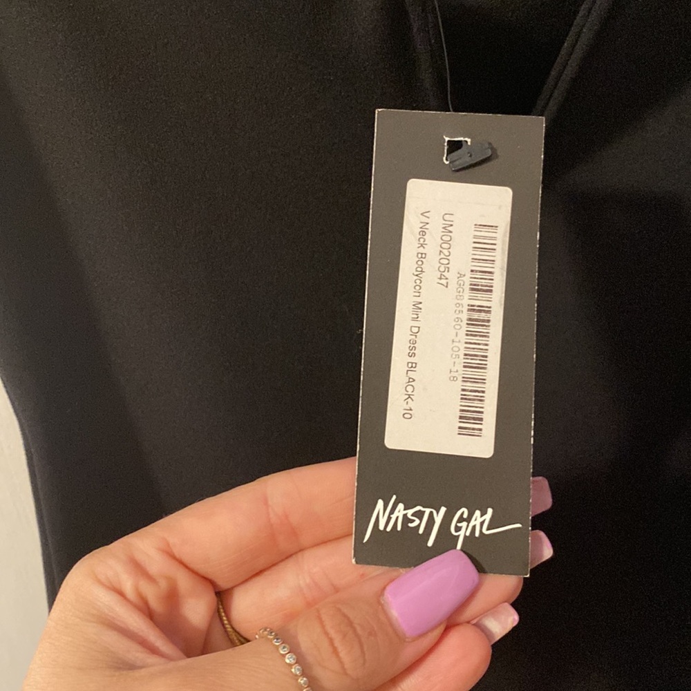 NWT Nasty Gal We Wanna V You black bodycon mini dress